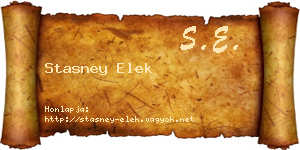 Stasney Elek névjegykártya